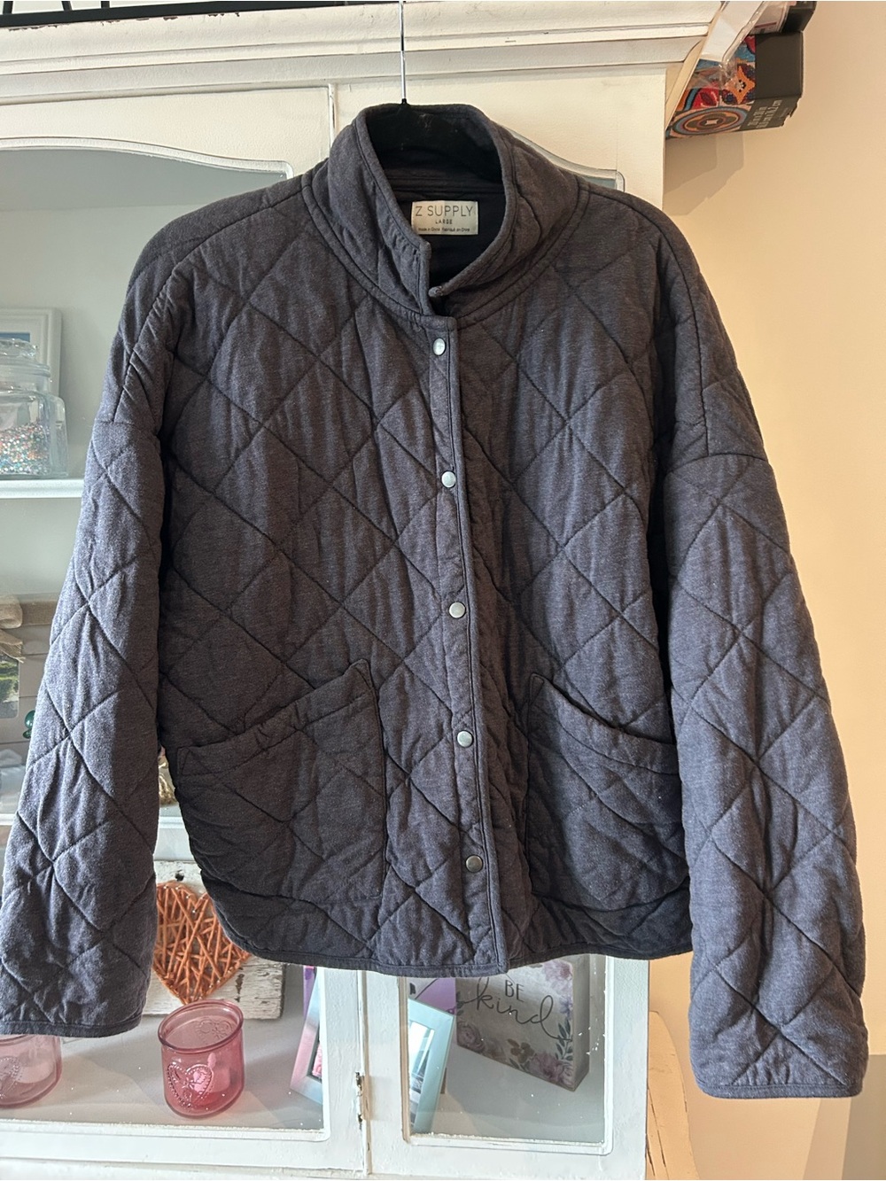 Z Supply Women's Quilted Jacket in blue/ Gray